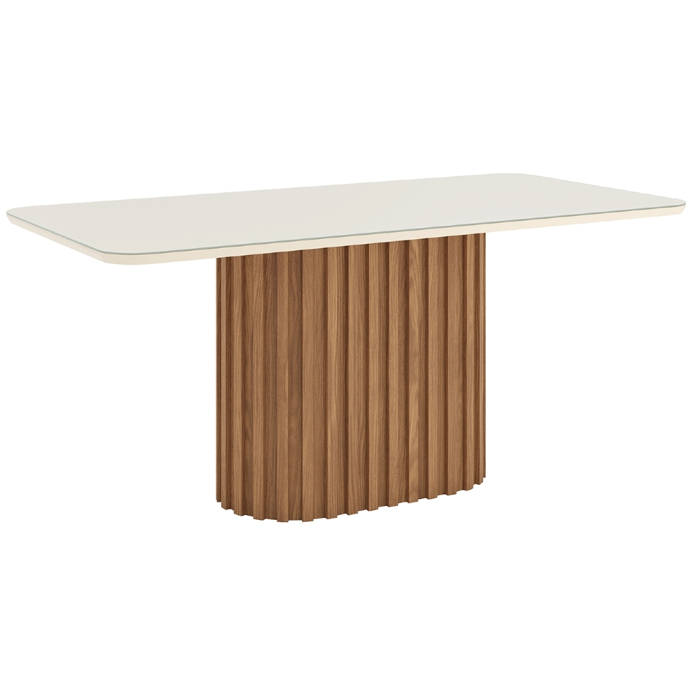 Mesa de Jantar 6 Lugares 180cm Com Vidro Clarice Nature/Off H02 - Mpozenato