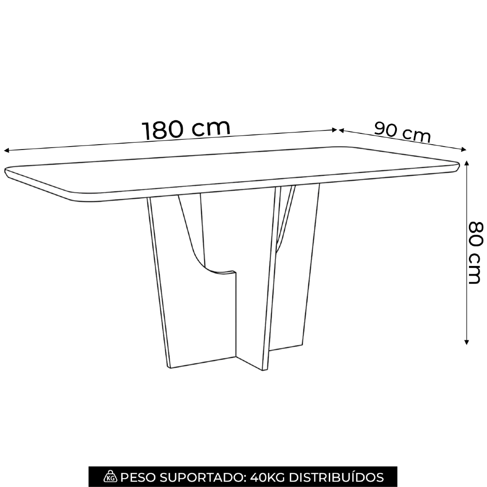 Mesa de Jantar 6 Lugares 180cm Com Vidro Liven Nature/Off H02 - Mpozenato