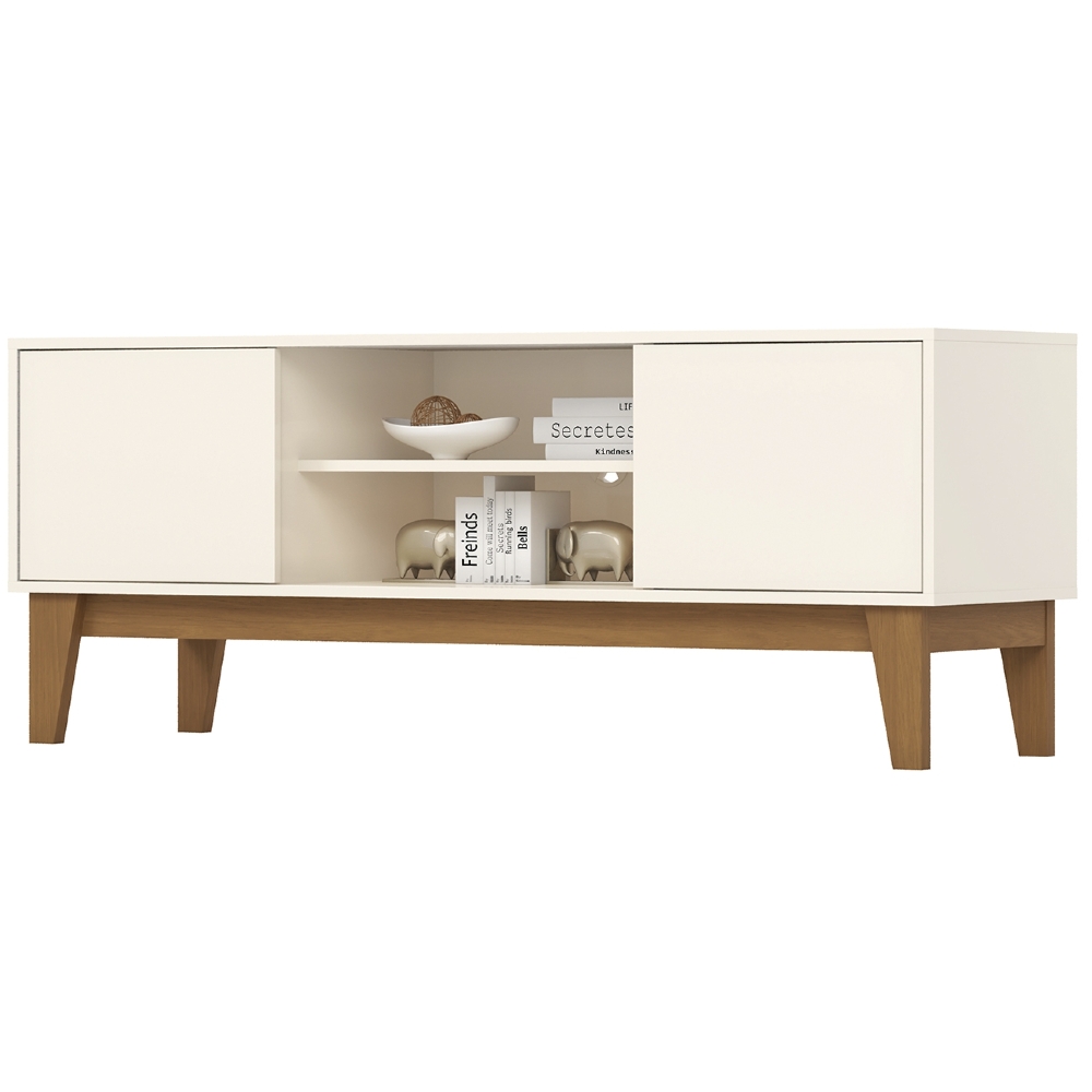 Rack TV 55 Pol 140cm 2 Portas Cael Off/Cinamomo H02 - Mpozenato