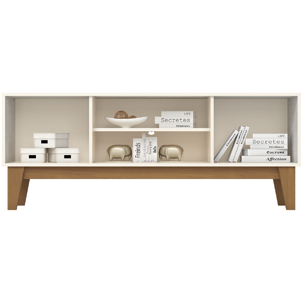 Rack TV 55 Pol 140cm 2 Portas Cael Off/Cinamomo H02 - Mpozenato