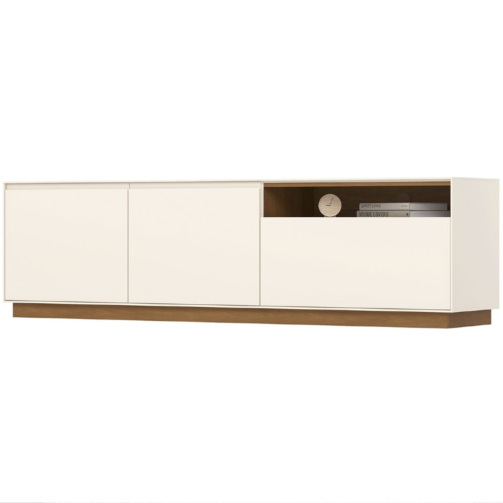 Rack TV 86 Pol 200cm 3 Portas Elvar Off/Cinamomo H02 - Mpozenato
