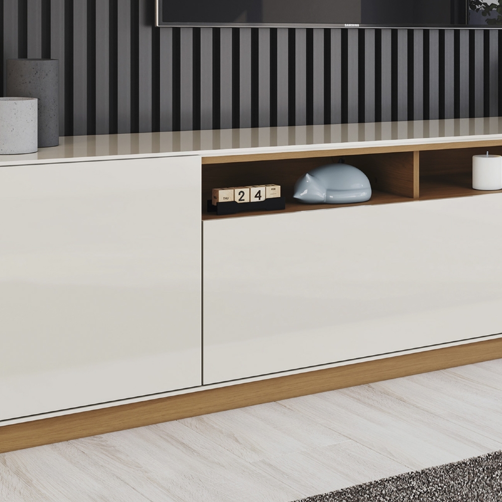 Rack TV 89 Pol 220cm 3 Portas Celen Off/Cinamomo H02 - Mpozenato
