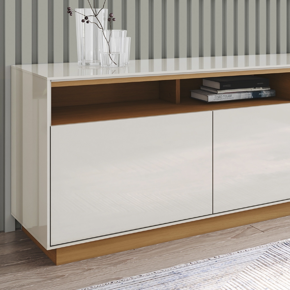 Rack TV 80 Pol 180cm 3 Portas Lenox Off/Cinamomo H02 - Mpozenato