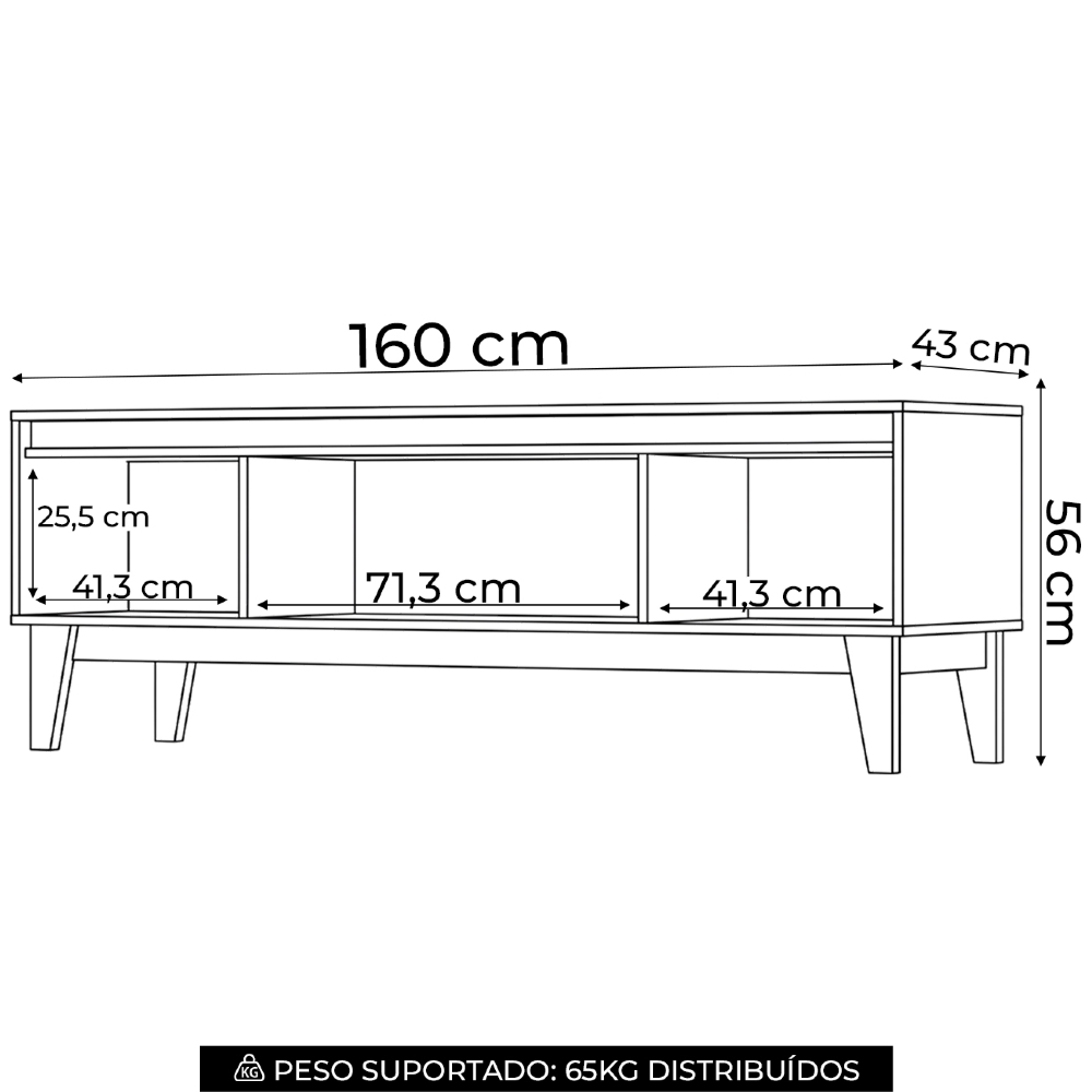 Rack TV 70 Pol 160cm 3 Portas Havor Cinamomo/Off H02 - Mpozenato