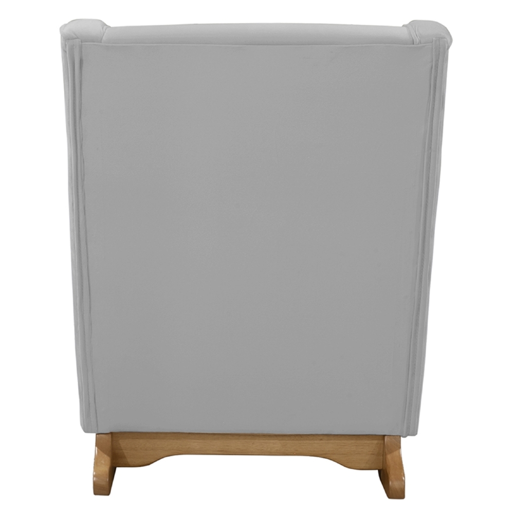 Poltrona Amamentação Base Balanço e Puff Vick Veludo Cinza F03 - Mpozenato