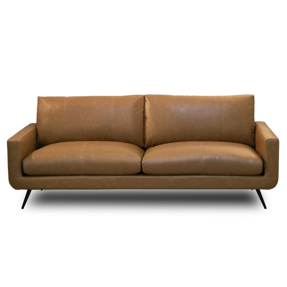 Sofá 2 Lugares Para Sala Living 183cm Merli L08 Couro Camel  - Mpozenato