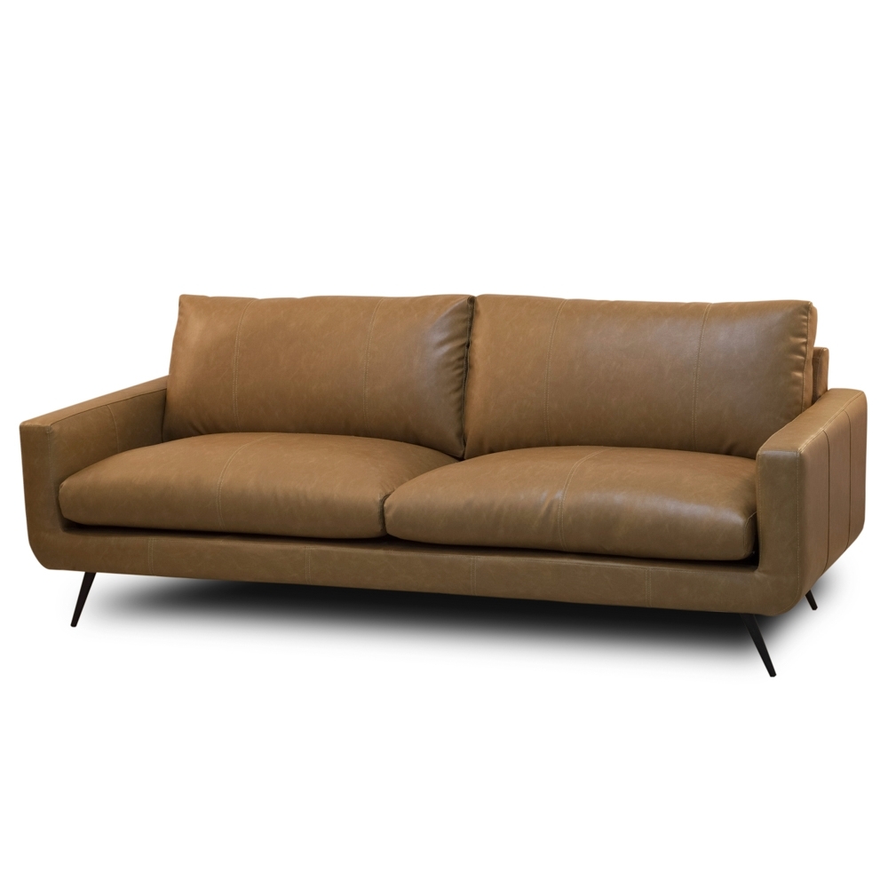 Sofá 2 Lugares Para Sala Living 183cm Merli L08 Couro Camel  - Mpozenato