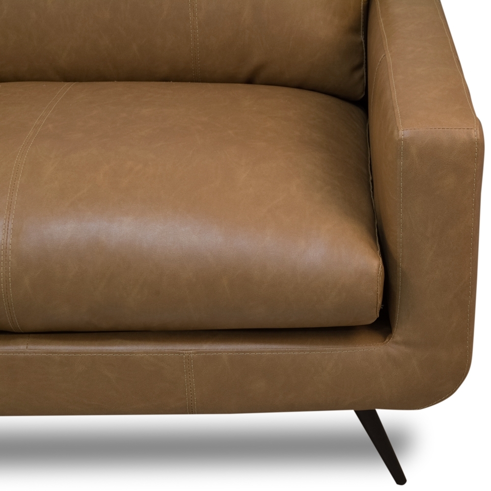 Sofá 2 Lugares Para Sala Living 183cm Merli L08 Couro Camel  - Mpozenato