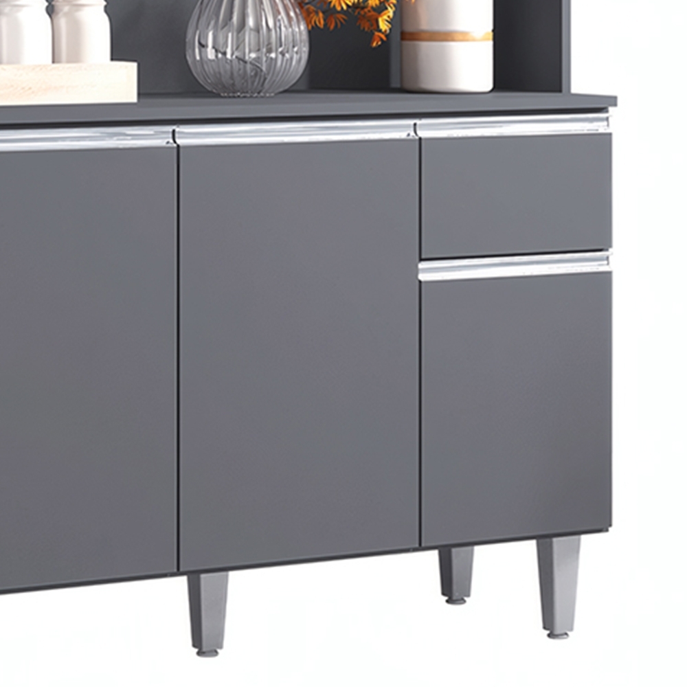 Kit Cozinha Compacta 105cm Com 6 Portas 1 Gaveta Márcia Cinza - AJL Móveis