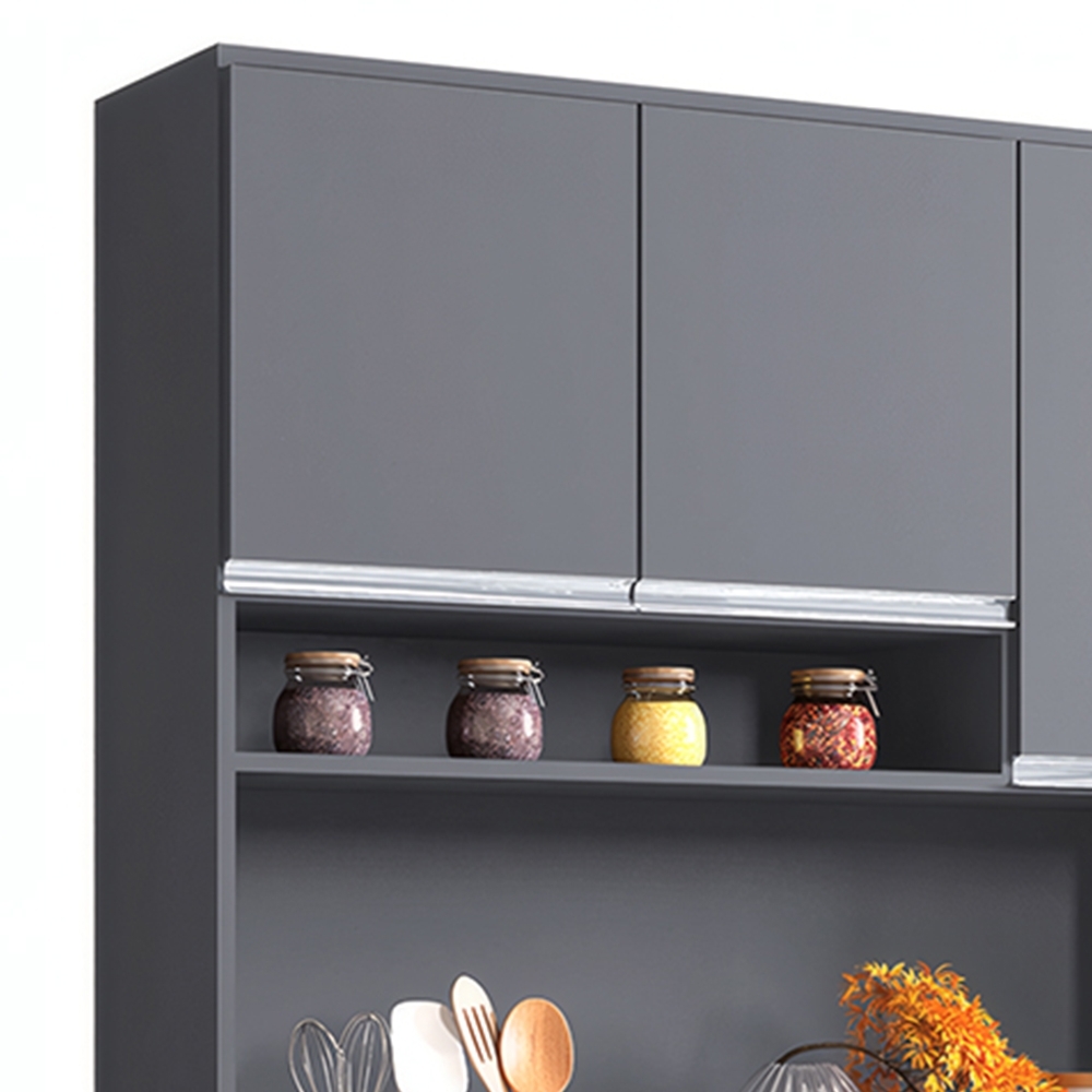 Kit Cozinha Compacta 105cm Com 6 Portas 1 Gaveta Márcia Cinza - AJL Móveis