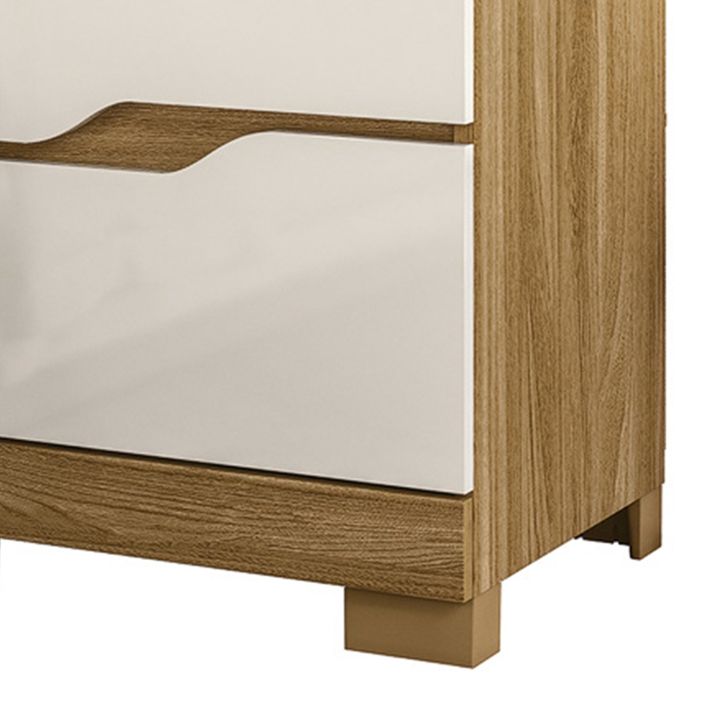 Mesa Cabeceira Para Quarto 51cm 2 Gavetas Athenas Freijó/Off Z17 - Mpozenato