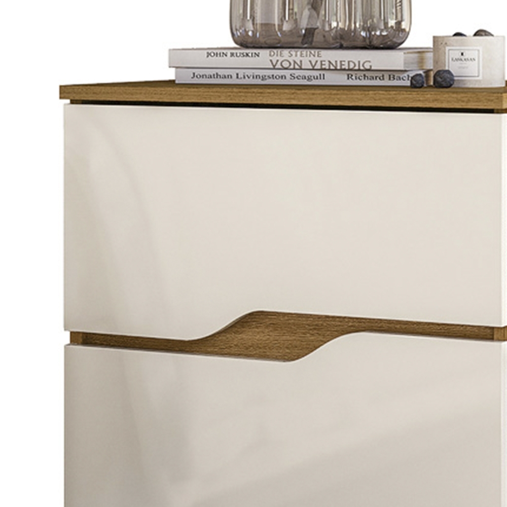 Mesa Cabeceira Para Quarto 51cm 2 Gavetas Athenas Freijó/Off Z17 - Mpozenato