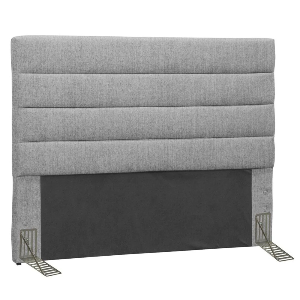 Cabeceira Cama Box Casal Queen 160cm Greta Linho Cinza e 2 Mesas de Cabeceira Flex Branco - Mpozenato