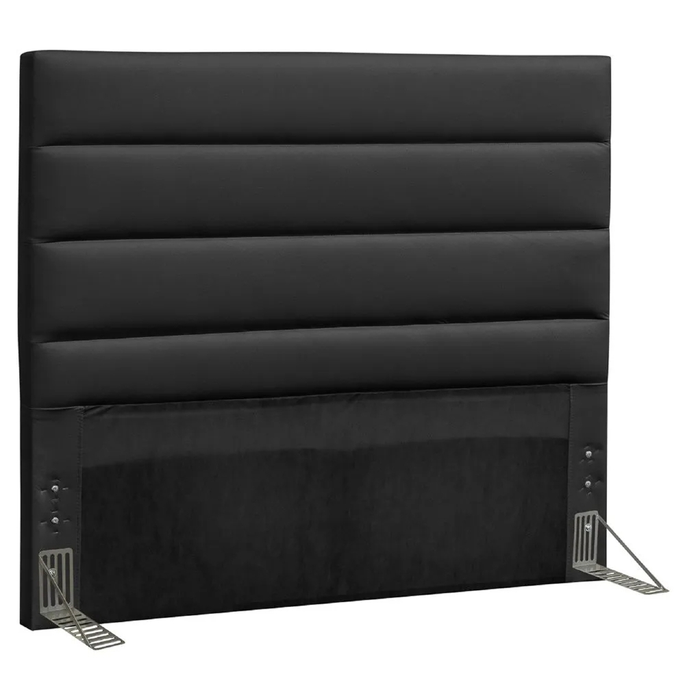 Cabeceira Cama Box Casal King 195cm Greta Corano Preto e 2 Mesas de Cabeceira Flex Branco - Mpozenato