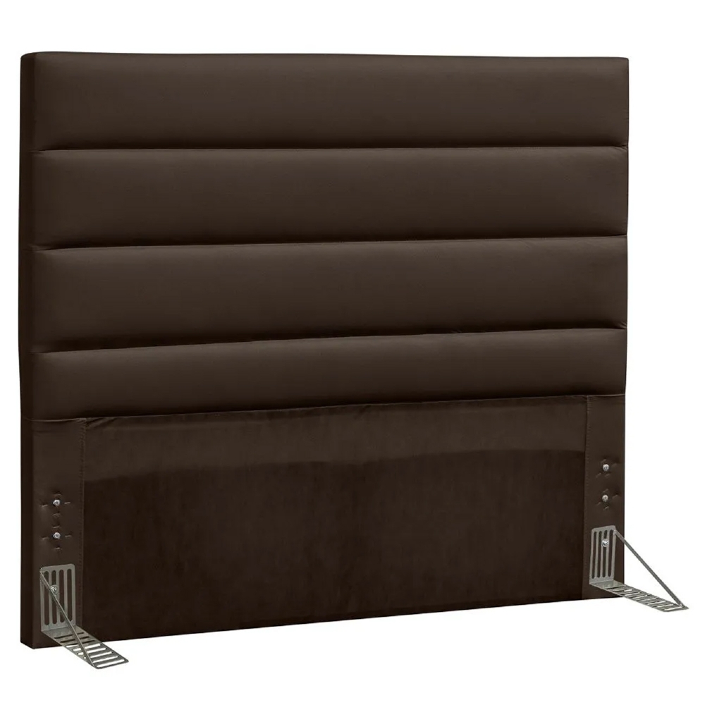 Cabeceira Cama Box Casal Queen 160cm Greta Corano Marrom e 2 Mesas de Cabeceira Flex Branco - Mpozenato