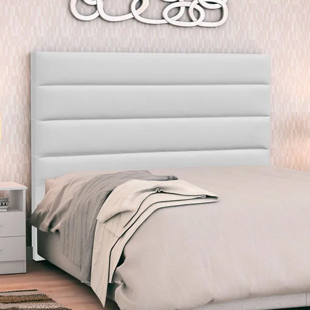 Cabeceira Cama Box Casal Queen 160cm Greta Corano Branco e 2 Mesas de Cabeceira Flex Branco - Mpozenato