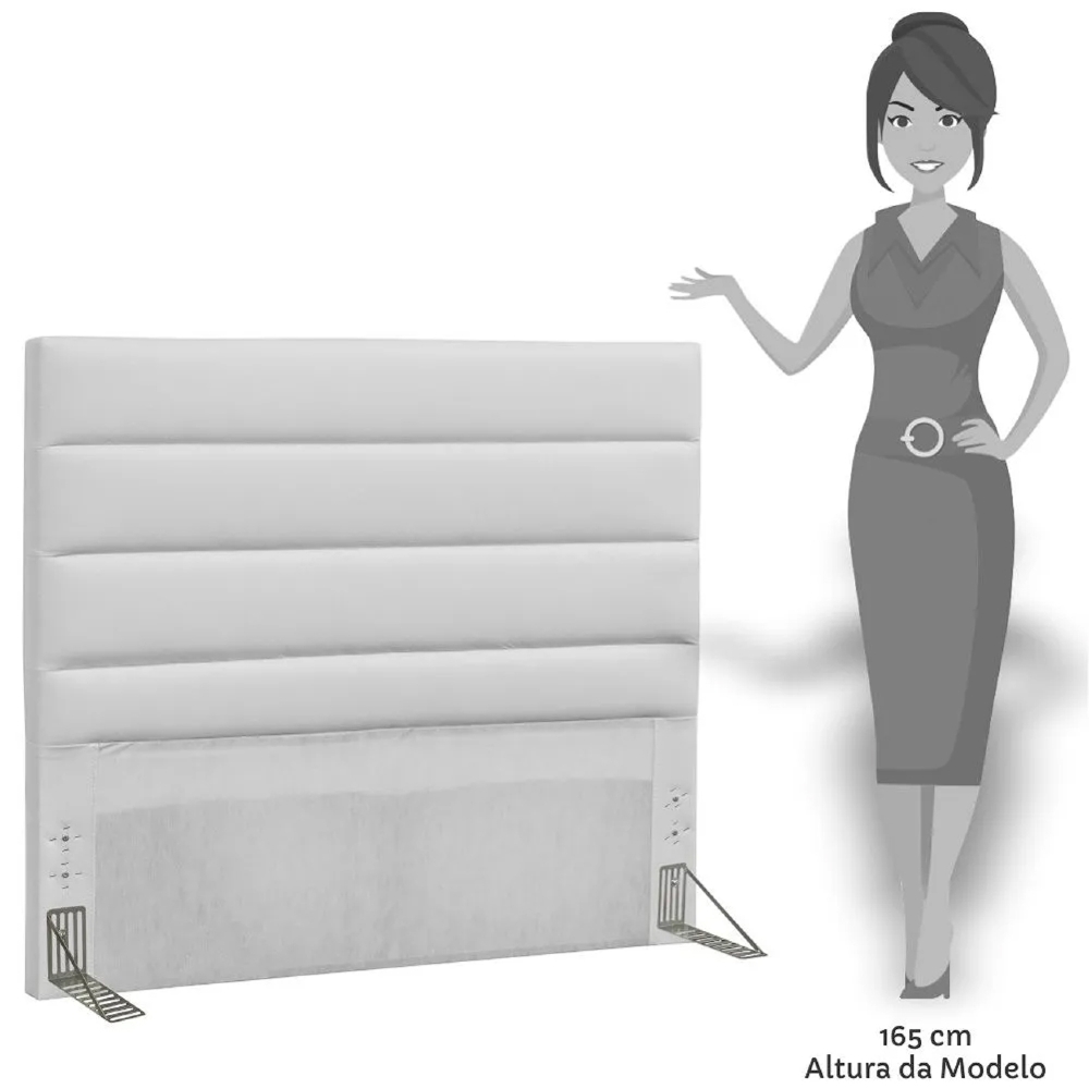 Cabeceira Cama Box Casal Queen 160cm Greta Corano Branco e 2 Mesas de Cabeceira Flex Branco - Mpozenato