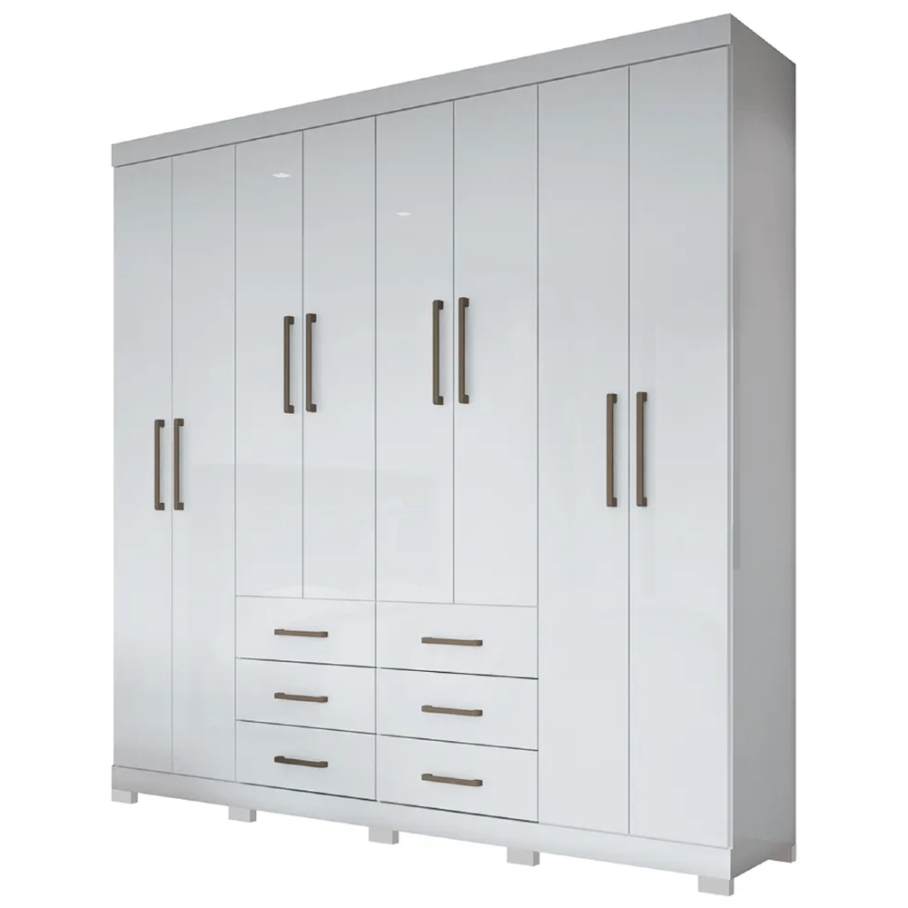 Guarda Roupa Casal 8 Portas 6 Gavetas Liverpool 8.6 New Branco - Santos Andirá