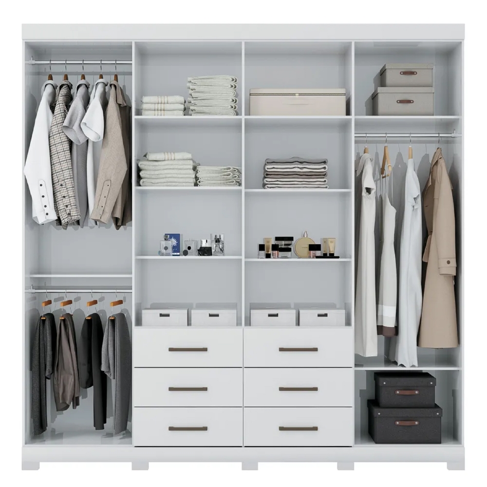 Guarda Roupa Casal 8 Portas 6 Gavetas Liverpool 8.6 New Branco - Santos Andirá