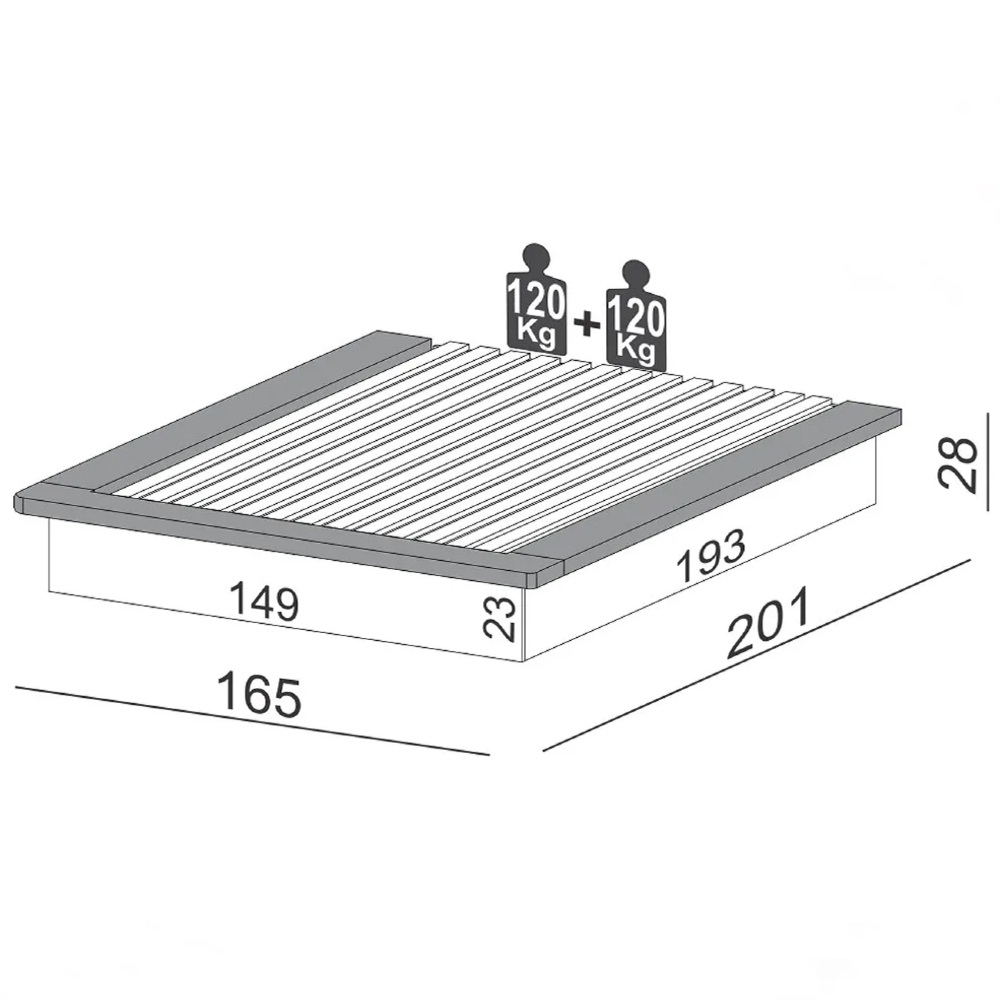 Cama Casal Queen em Madeira 100% MDF TW22 Freijó - Dalla Costa