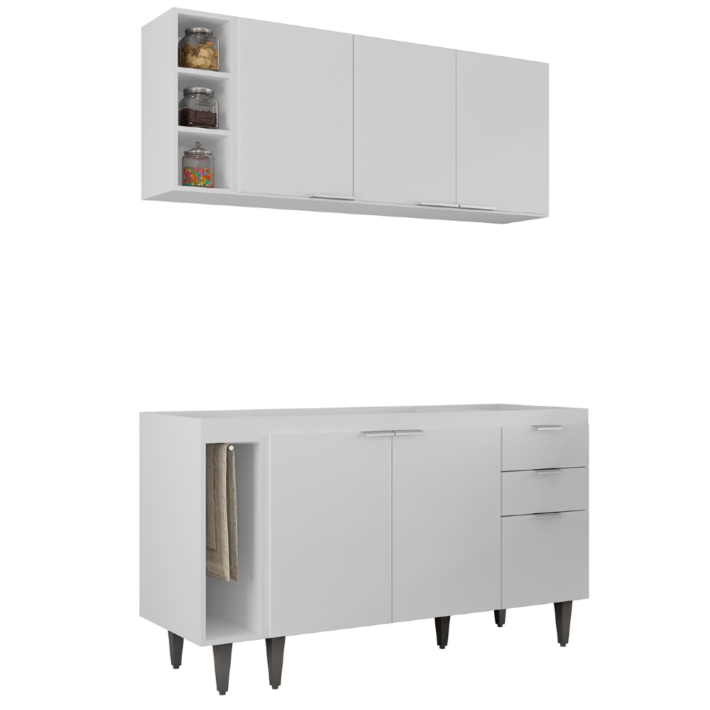 Armário de Cozinha CP08 Para Pia 140cm Pérola Z34 Branco - Mpozenato