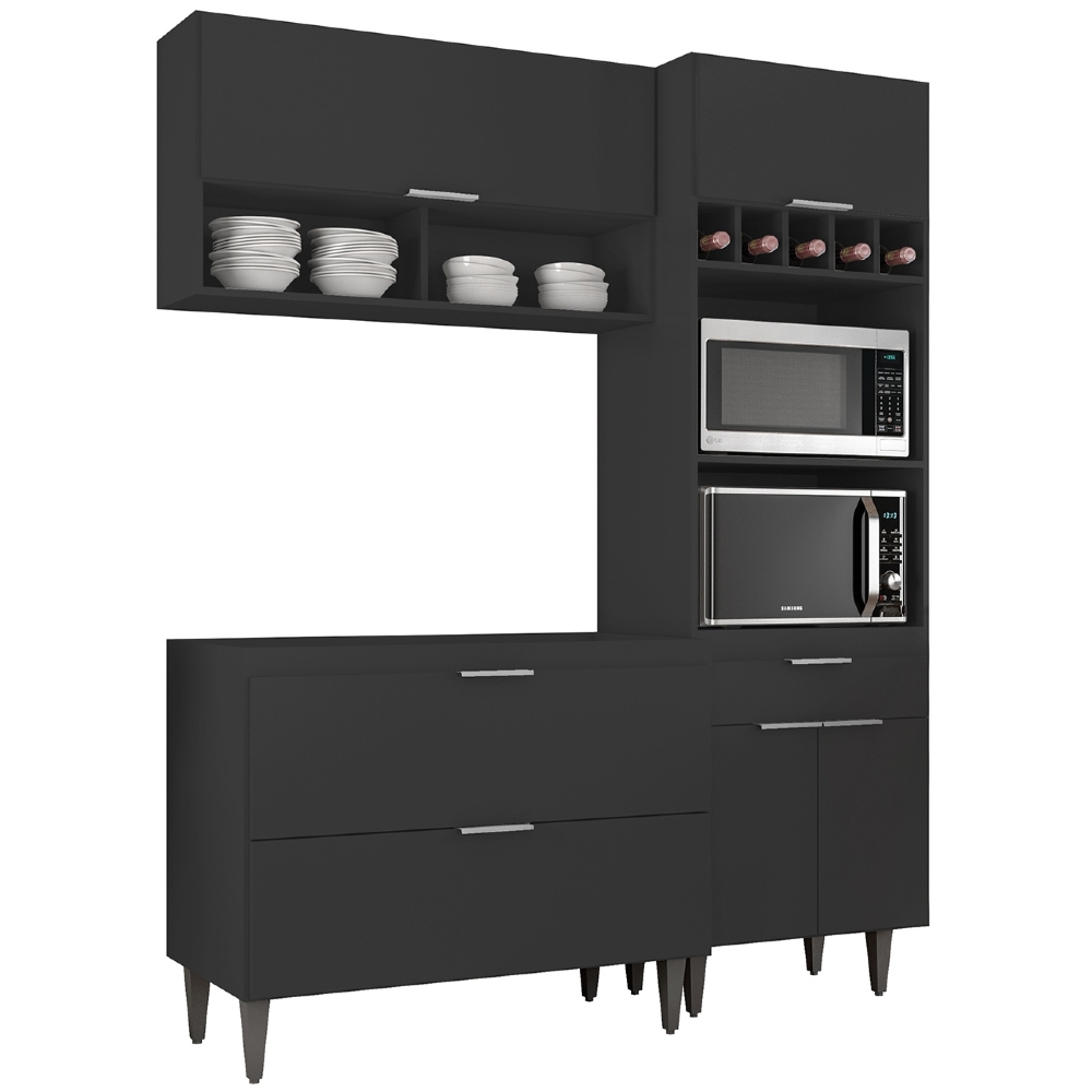Armário de Cozinha CP02 Para Pia 100cm Pérola Z34 Preto     - Mpozenato