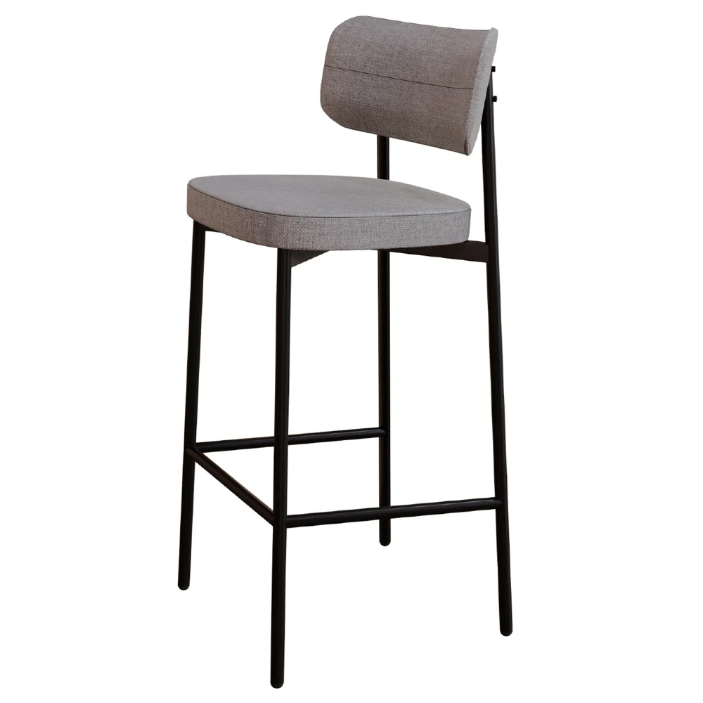 Banqueta Alta Bar Estofada Kit 4 Ella M25 Linho Cinza CL - Mpozenato