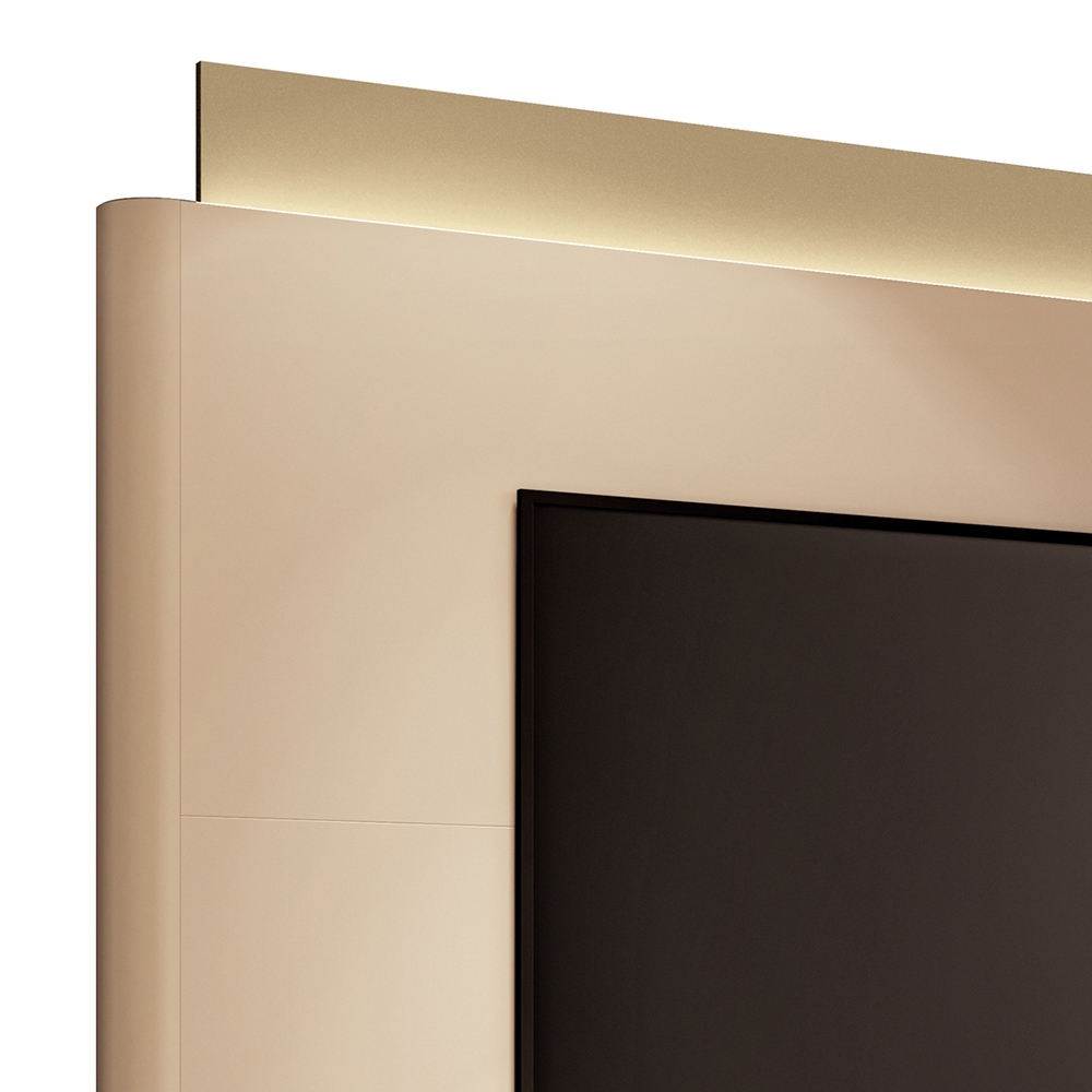 Painel TV 85 Pol 208cm Com LED Turin Off/Champanhe H01 - Mpozenato