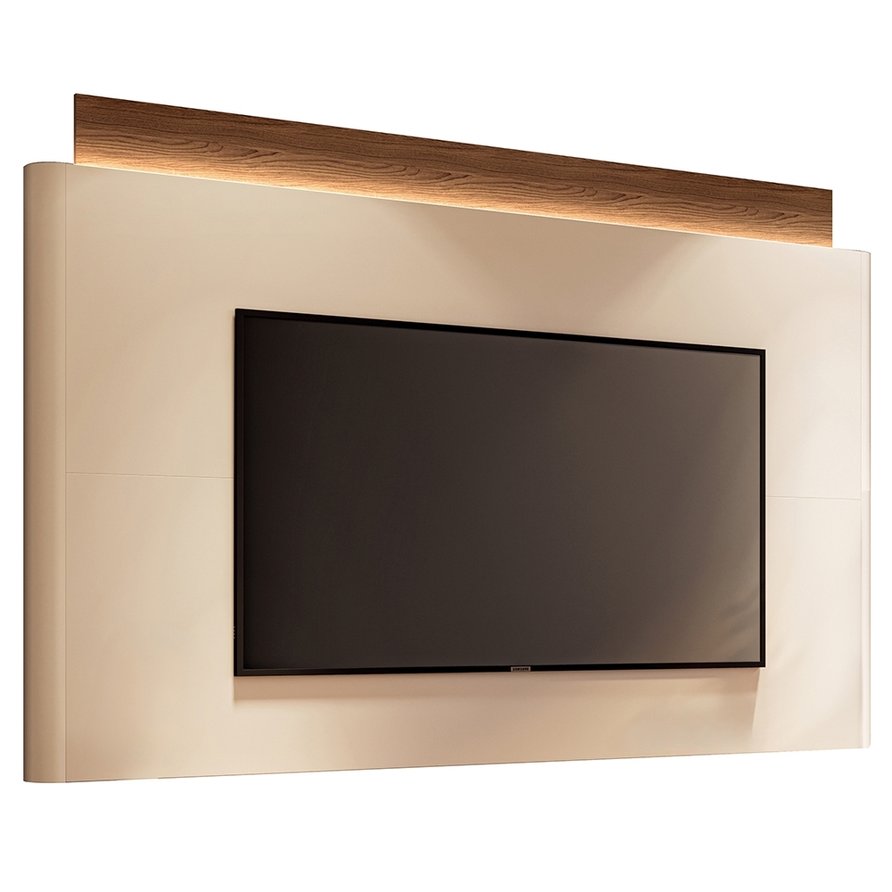 Painel TV 85 Pol 208cm Com LED Turin Off/Castanho H01 - Mpozenato