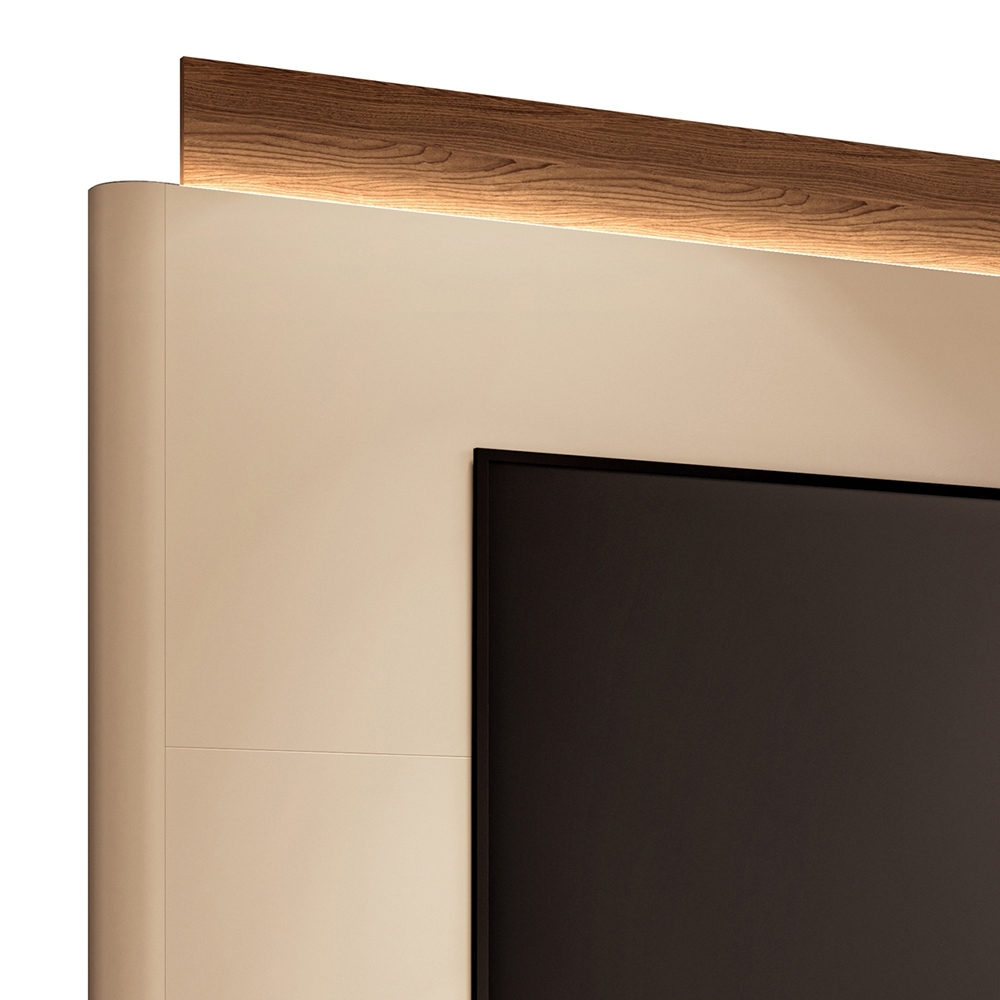 Painel TV 85 Pol 208cm Com LED Turin Off/Castanho H01 - Mpozenato