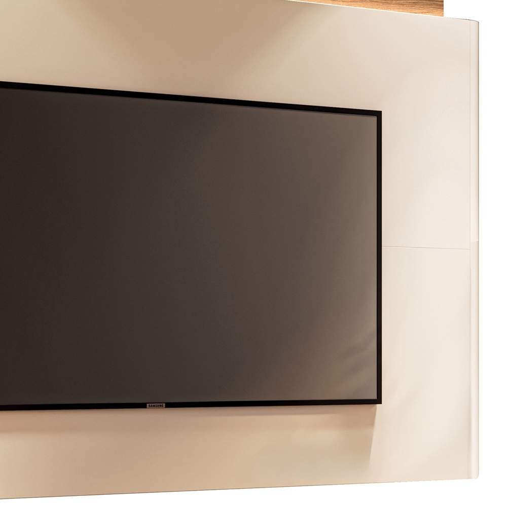 Painel TV 85 Pol 208cm Com LED Turin Off/Castanho H01 - Mpozenato