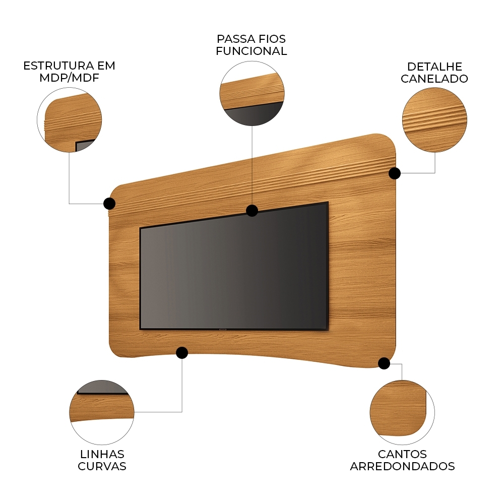 Painel TV 80 Pol 200cm Suspenso Arven Cinamomo H01 - Mpozenato