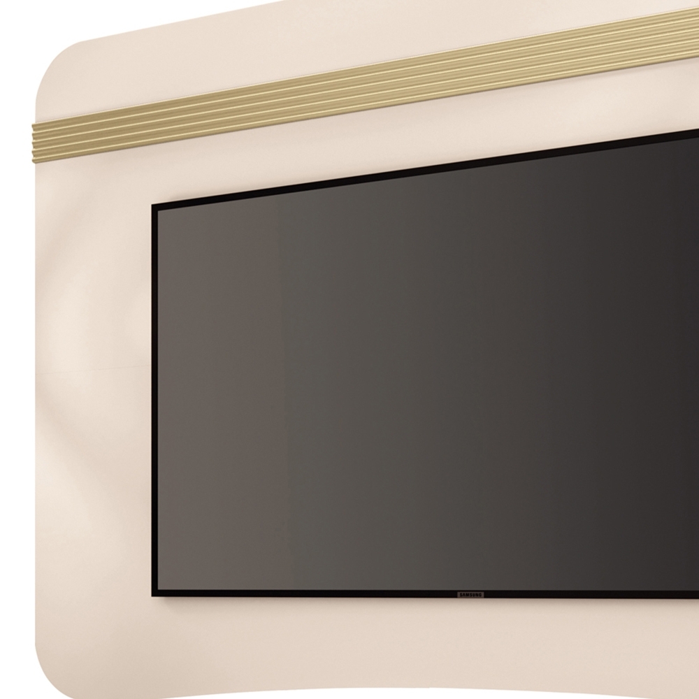 Painel TV 80 Pol 200cm Arven e Rack Sala Yang Off White/Champanhe H01 - Mpozenato