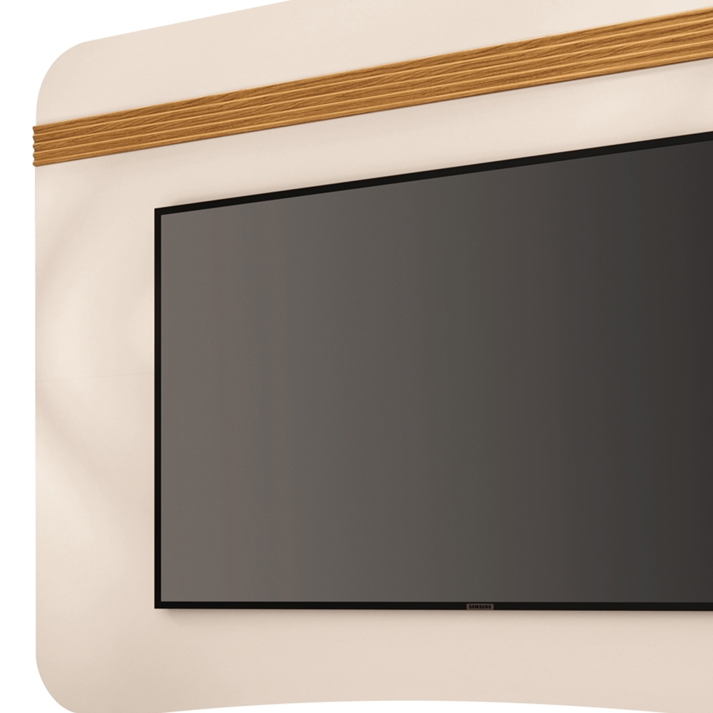 Painel TV 80 Pol 200cm Arven e Rack Sala Yang Off White/Cinamomo H01 - Mpozenato