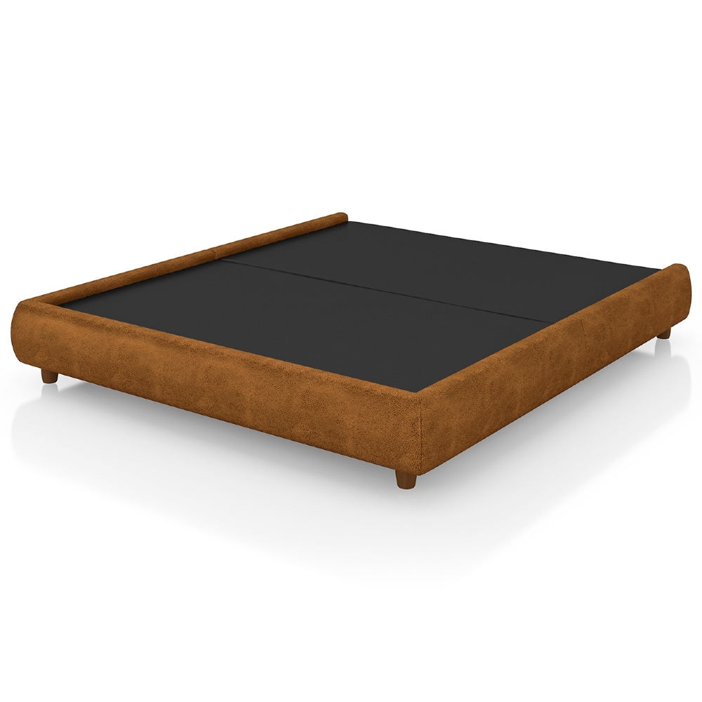 Cama Queen Base Box 160cm Cairo Sintético Caramelo Z37 - Mpozenato