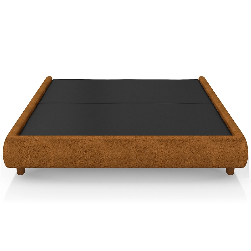 Cama King 160cm Cairo e Cabeceira Luara Sintético Caramelo/Creme Z37 - Mpozenato