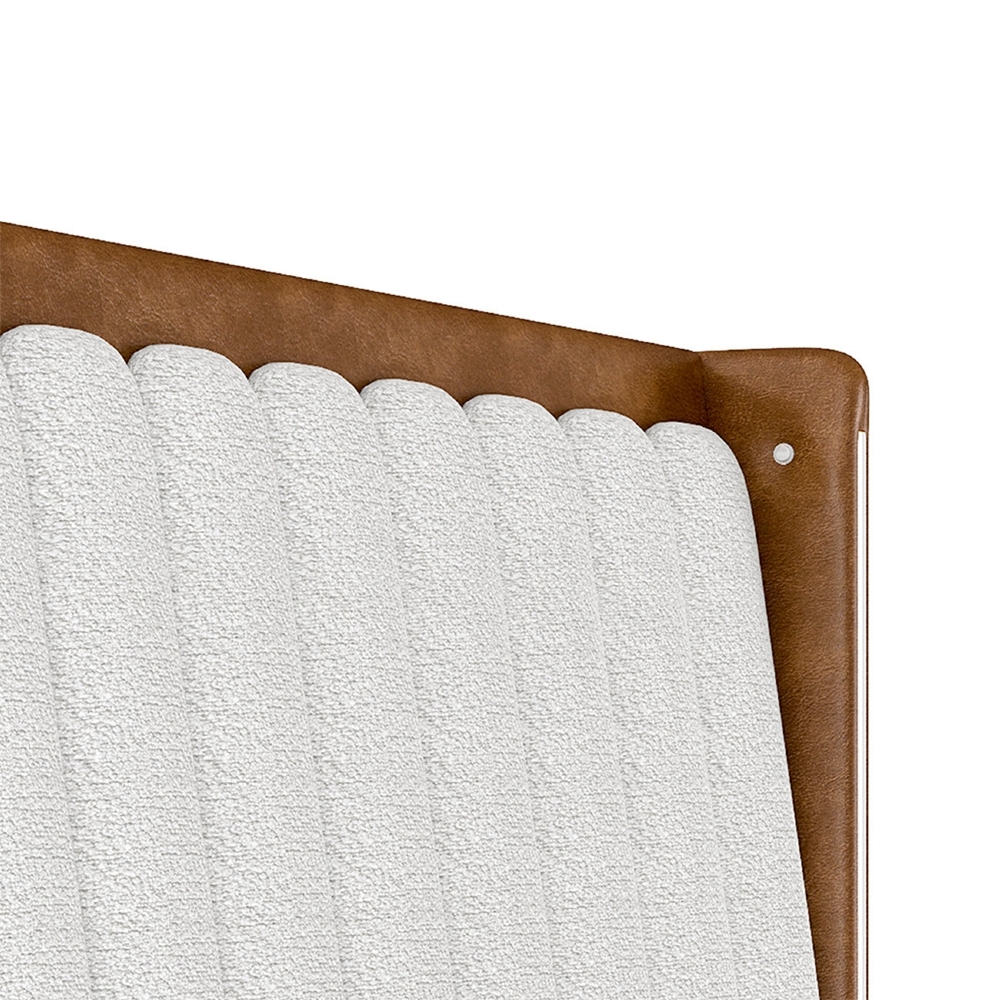 Cama King 160cm Cairo e Cabeceira Luara Sintético Caramelo/Creme Z37 - Mpozenato