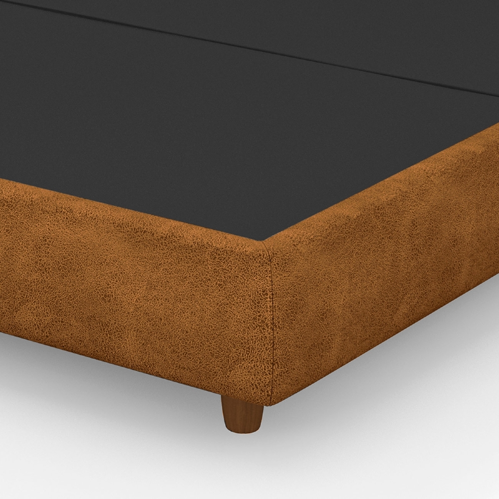 Cama King 160cm Cairo e Cabeceira Luara Sintético Caramelo/Creme Z37 - Mpozenato