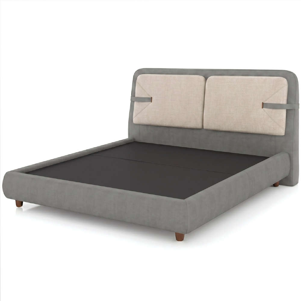 Cama King 195cm Cairo e Cabeceira Nalu Facto Cinza/Off Z37 - Mpozenato