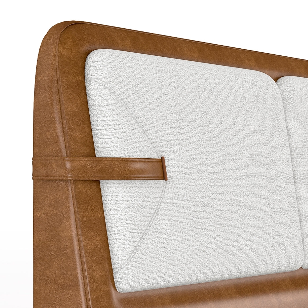 Cama Casal 140cm Cairo e Cabeceira Nalu Sintético Caramelo/Creme Z37 - Mpozenato
