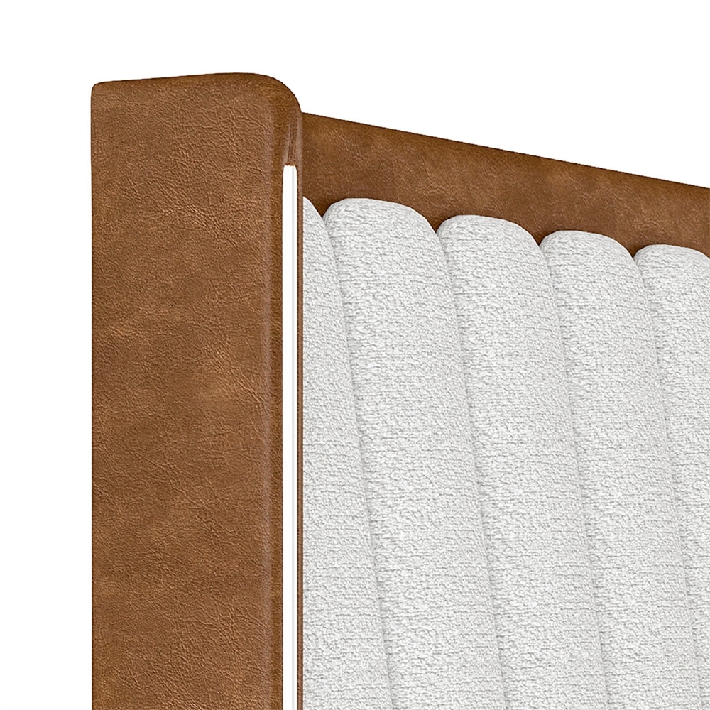 Cabeceira Cama Casal 140cm Luara Sintético Caramelo/Bouclê Creme Z37 - Mpozenato