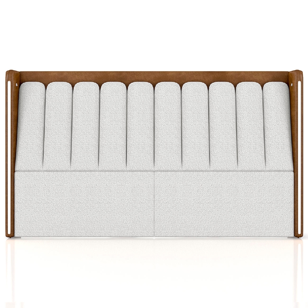 Cabeceira Cama Queen 160cm Luara Sintético Caramelo/Bouclê Creme Z37 - Mpozenato