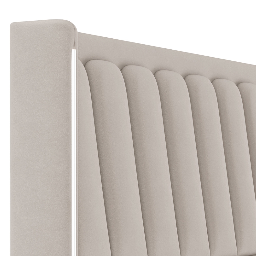 Cabeceira Cama Queen 160cm Luara Veludo Bege Z37 - Mpozenato