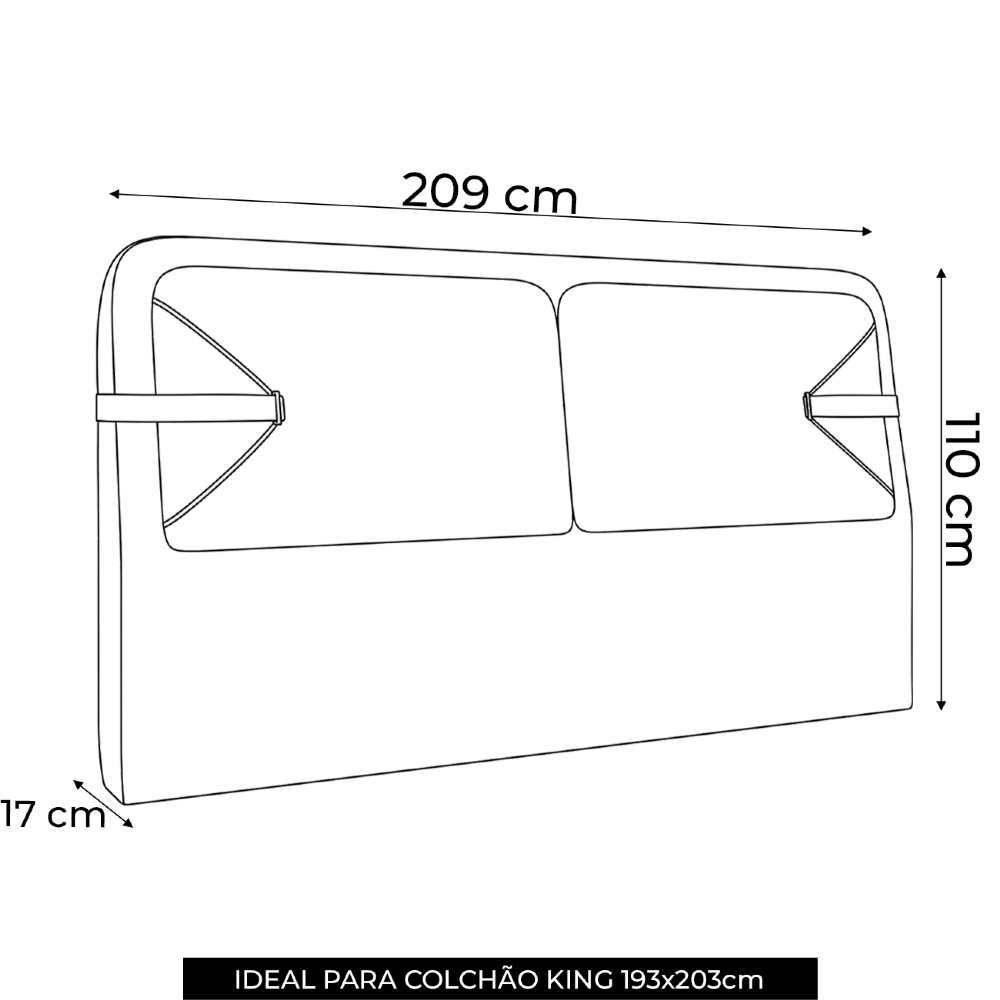 Cabeceira Cama King 195cm Nalu Facto Cinza/Linho Off  Z37 - Mpozenato