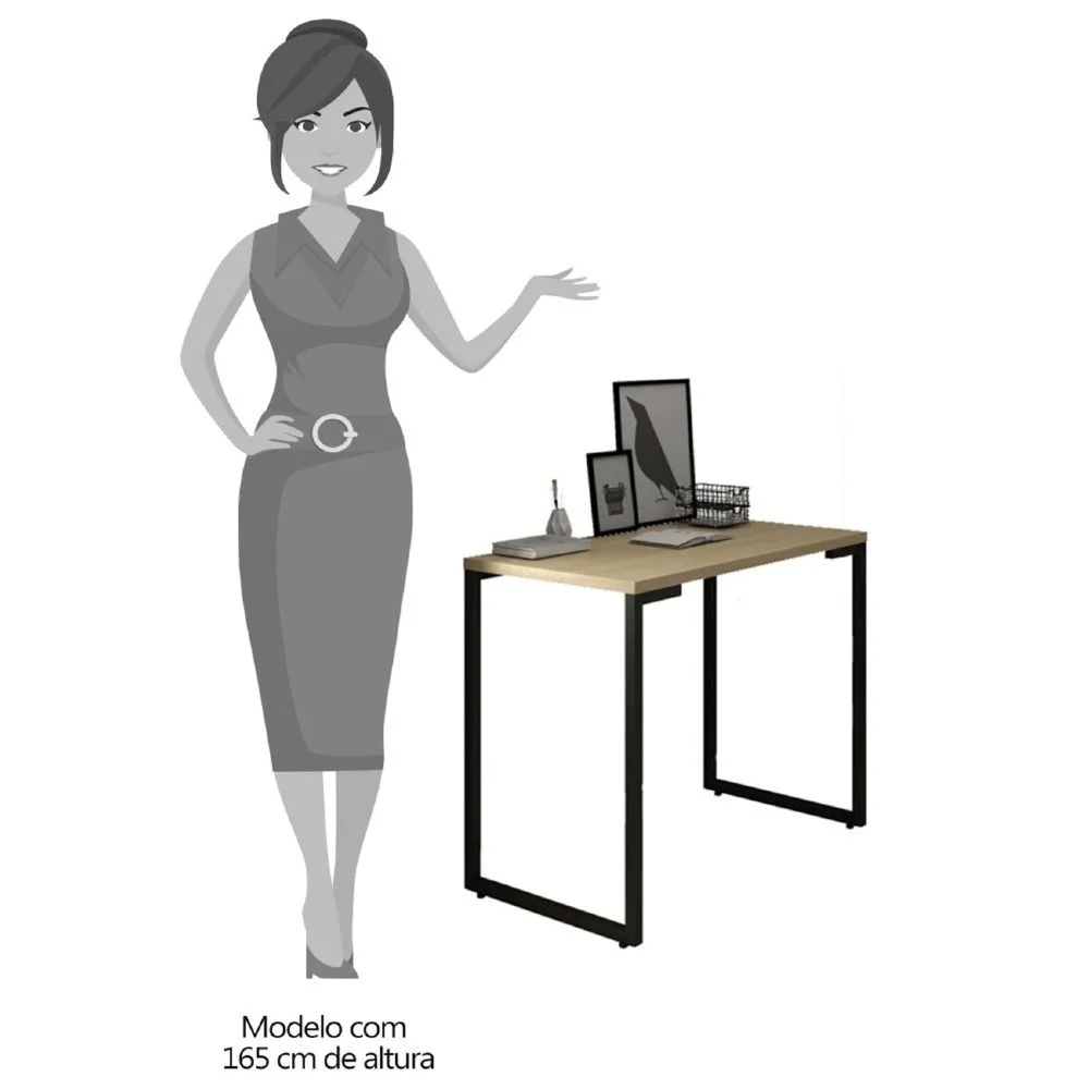 Mesa Escritório Estilo Industrial Porto 90cm Nature - Fit Mobel