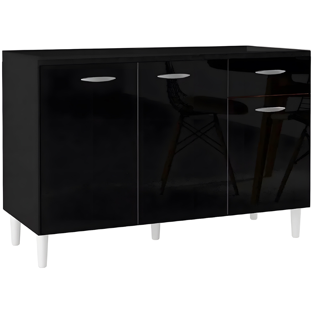 Balcão Gabinete de Pia para Cozinha 120cm 3 Portas Classic Z46 Preto - Mpozenato
