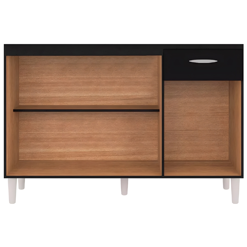 Balcão Gabinete de Pia para Cozinha 120cm 3 Portas Classic Z46 Preto - Mpozenato