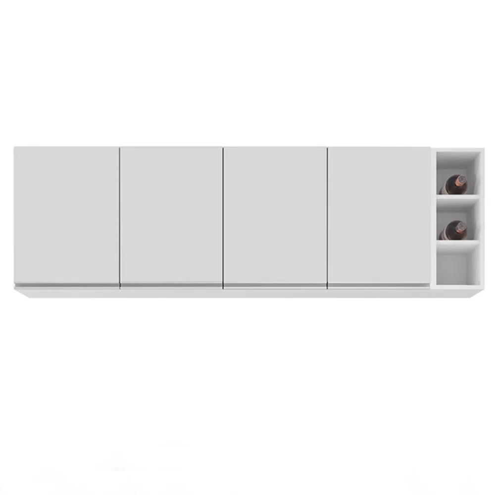 Armário Aéreo Nevada com Nicho 180cm 4 Portas Branco - Lumil