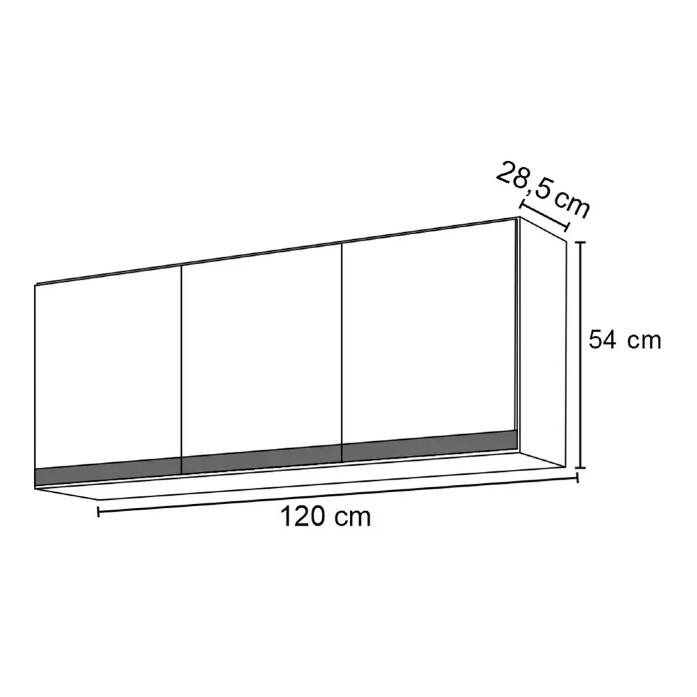 Armário de Cozinha Aéreo 120cm 3 Portas Virgínia Branco - Lumil 