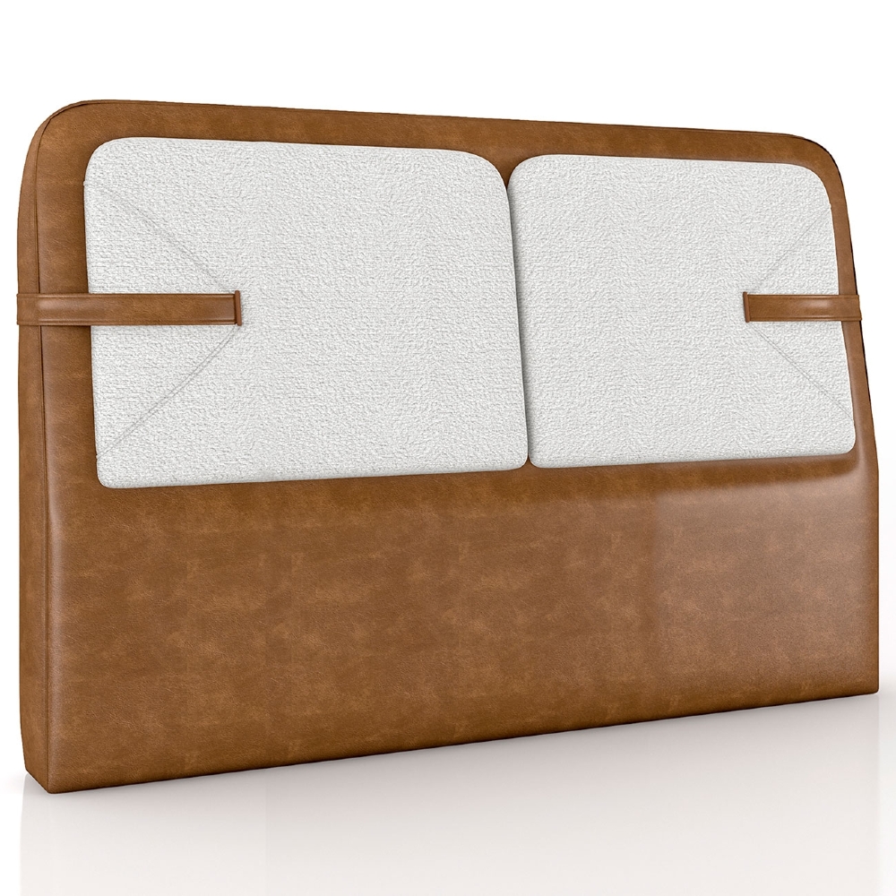 Cabeceira Cama Queen 160cm Nalu Sintético Caramelo/Creme Z37 - Mpozenato